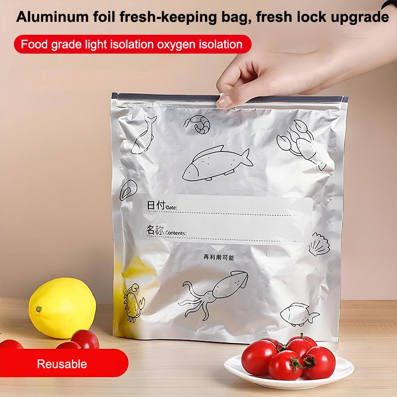 10Pcs Aluminum Foil Fresh-Keeping Bags Reusable Self-Seal Avoid Light Packaging Bag Thickened Food Storage Bags For Fruit Meat