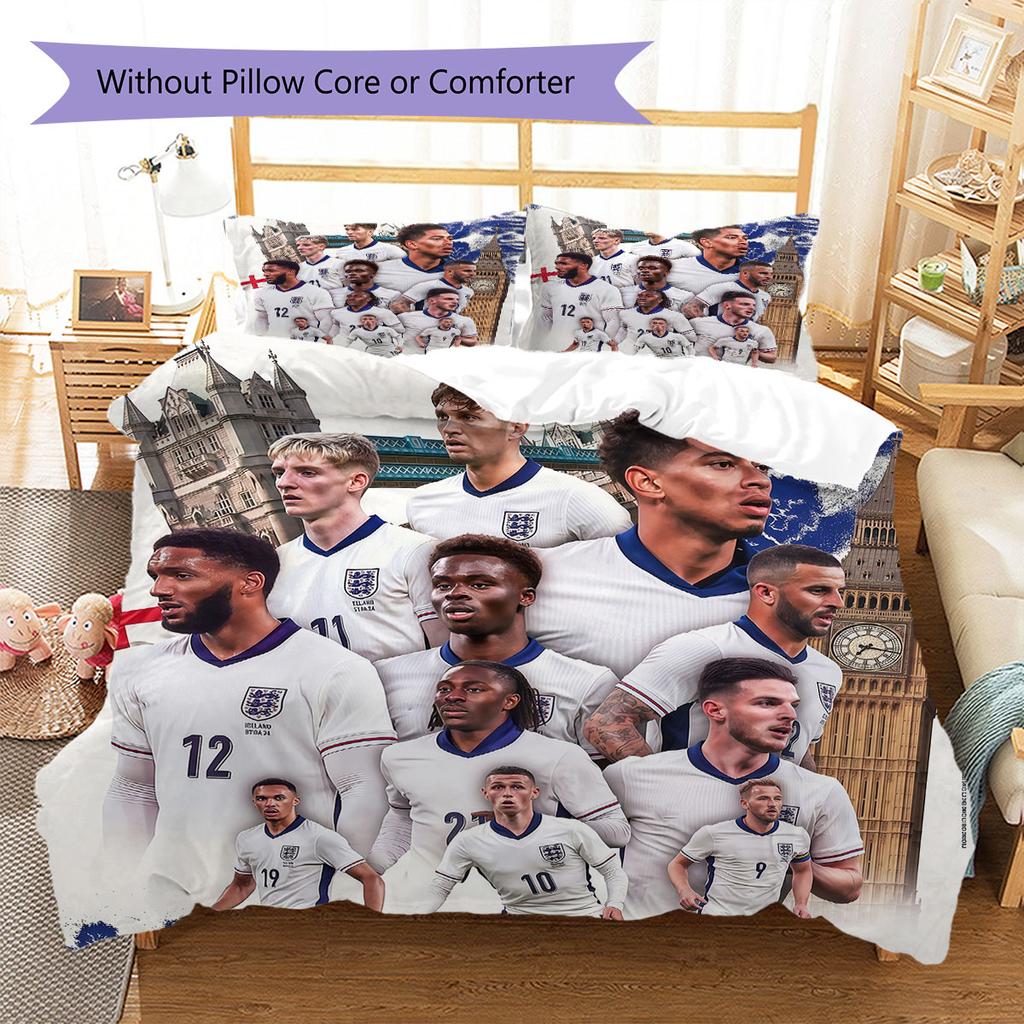 Biancheria da letto con motivo della Nazionale di Calcio Inglese, Set Copripiumino Federa Regalo di Compleanno per la Casa(1 * copripiumino + 2 * federa, senza nucleo)