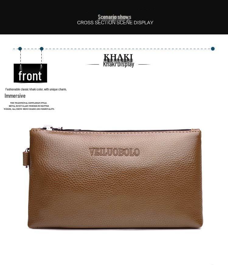 Lychee-Narben Leichtgewichtige Echtes Leder Lange Reißverschluss-Geldbörse-Clutch: Große Kapazität, Superweich, Einfache Handytasche