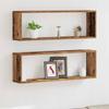 vidaXL Wall Shelves 2 Pcs. Old Wood 80 X 15 X 26 Cm Wood-based Material