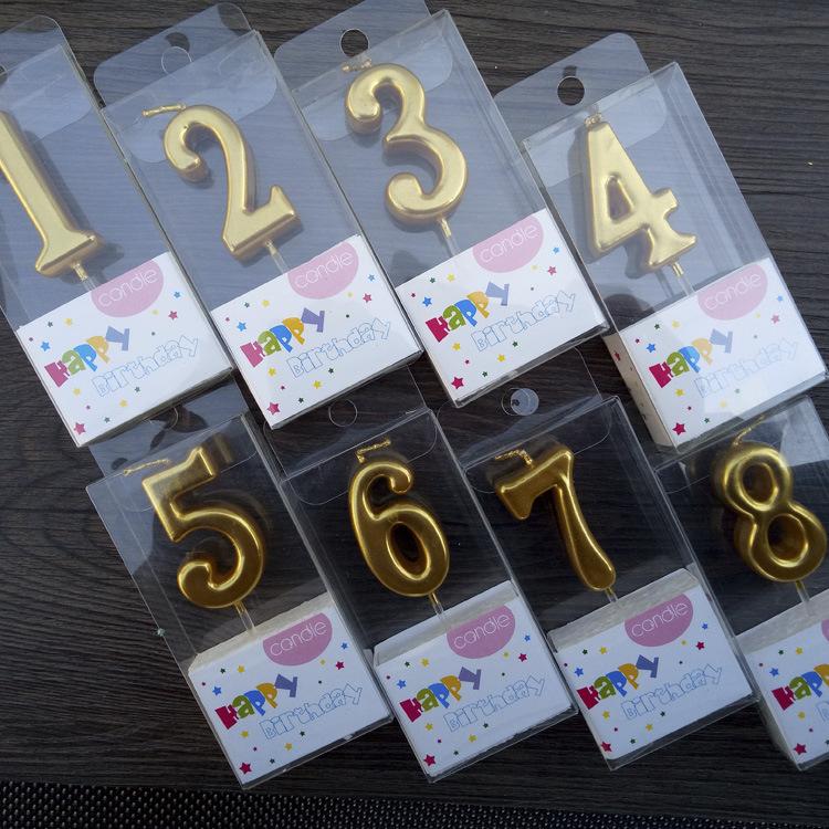 Ambient Golden Digital Candle Creative Birthday Cake Decoration for One Year 0-9 Birthday Candles
