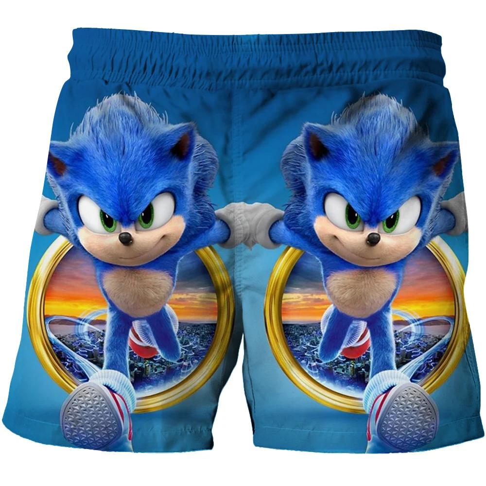 2025 Pantaloni de plajă MINISO pentru copii 4-14A Pantaloni scurți Sonic 2 Fete Băieți Pantaloni Harajuku Pentru Copii Imprimeu Desene Animate 3D Pantaloni Kdis
