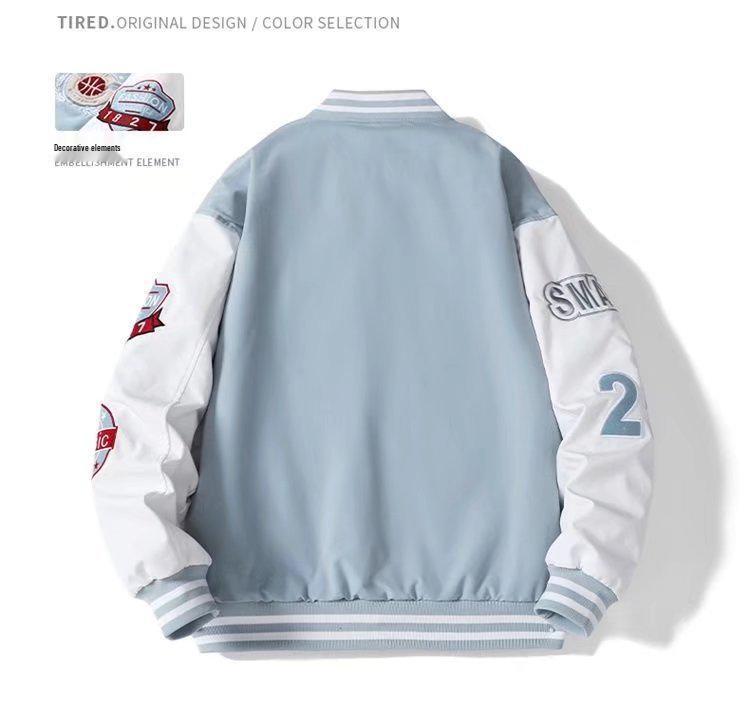 Men's Retro Embroidered College-Style Baseball Jacket - Spring/Autumn Trendy Pilot Jacket for Couples