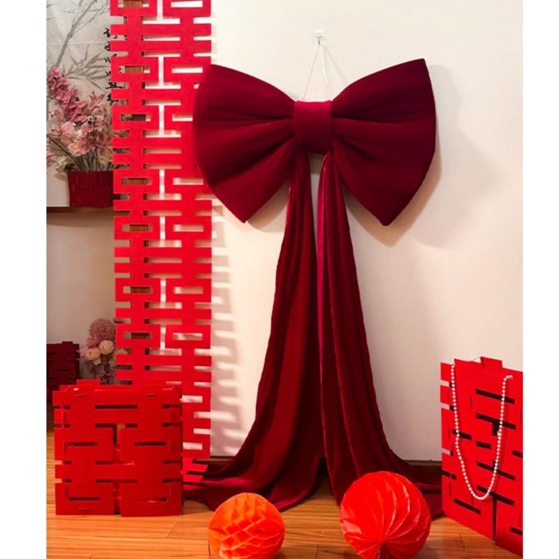 Large Red/Pink Plushie Bows Wedding Decoration Wall Decorating Ormanent For Event Planners Anniversary Celebration