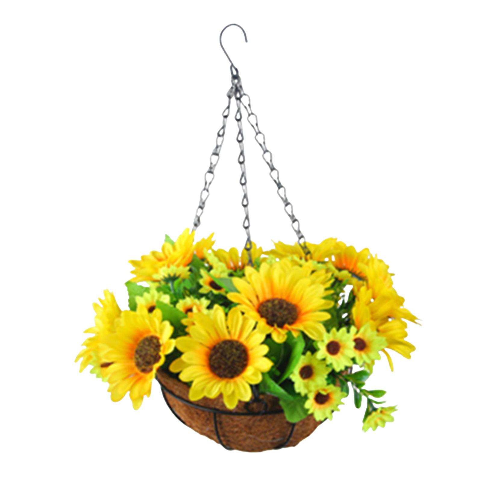 

Artificial Hanging Flowers in Basket Wreath for Baby Shower Bathroom Patio жёлтый