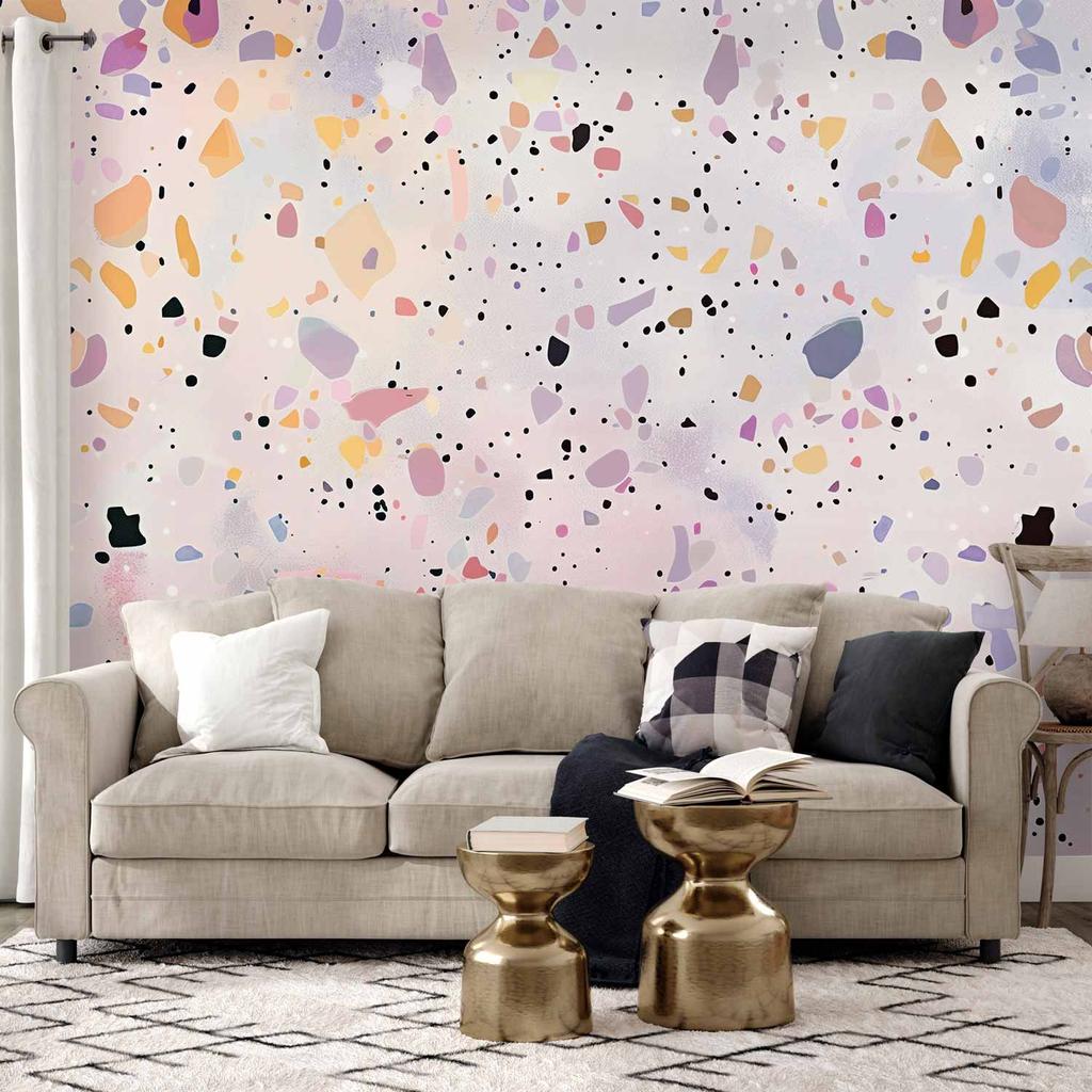 Fototapeta - Lastriko W Stylu Confetti Fioletowo-Różowy Kolorowy Wzór / Lastriko I Confetti Kolorowy Wzór W Fioletach I Różu