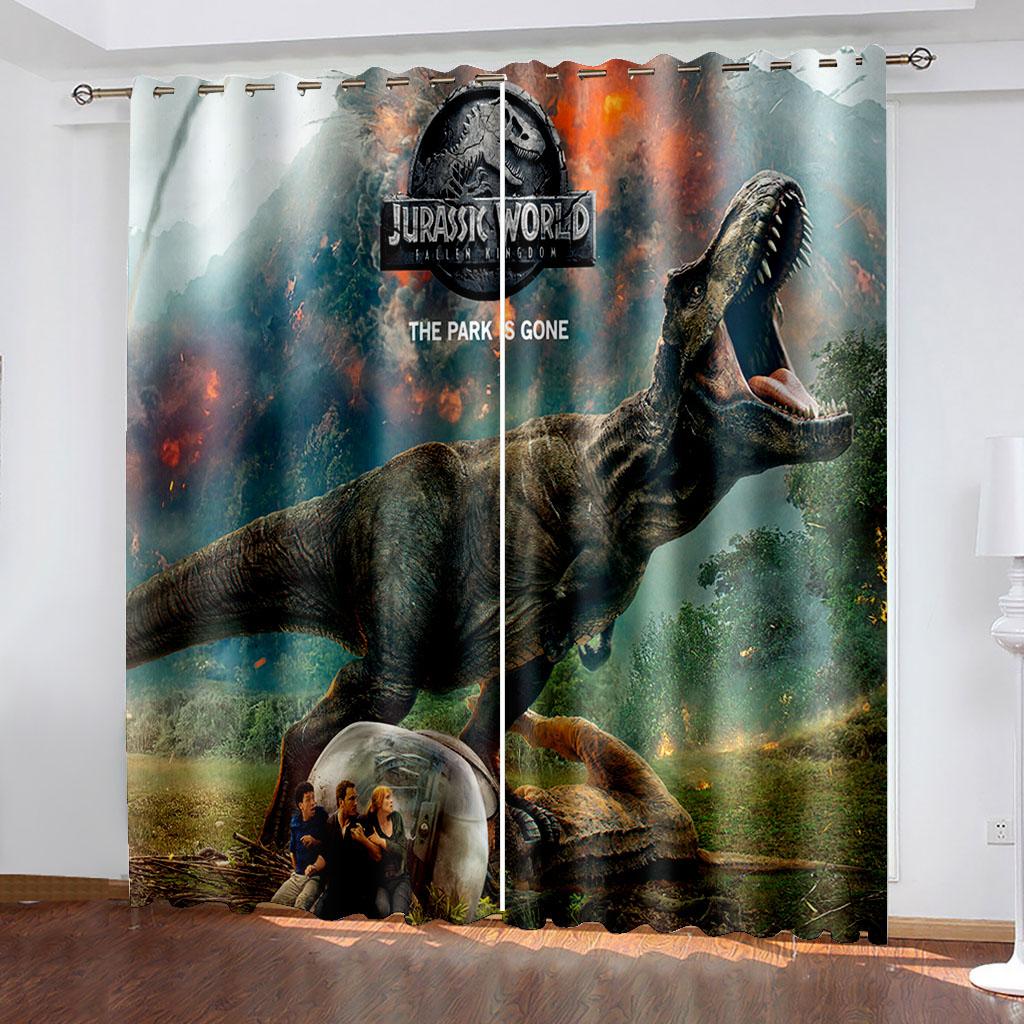 3D Ferocious Tyrannosaurus Rex Series Luxury Sunshade Curtains Living Room Bedroom Home Decoration 2 Pieces of Hooks Pierced