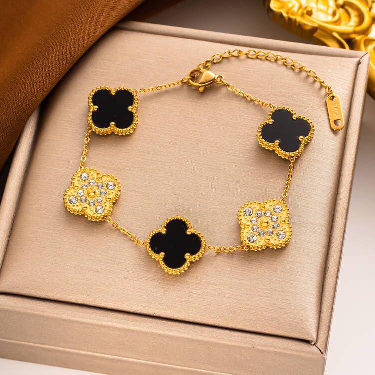 

15mm High-quality Five-flower Four-leaf Clover Bracelet for Women Fashionable 18K Non-fading Ladies Bracelet
