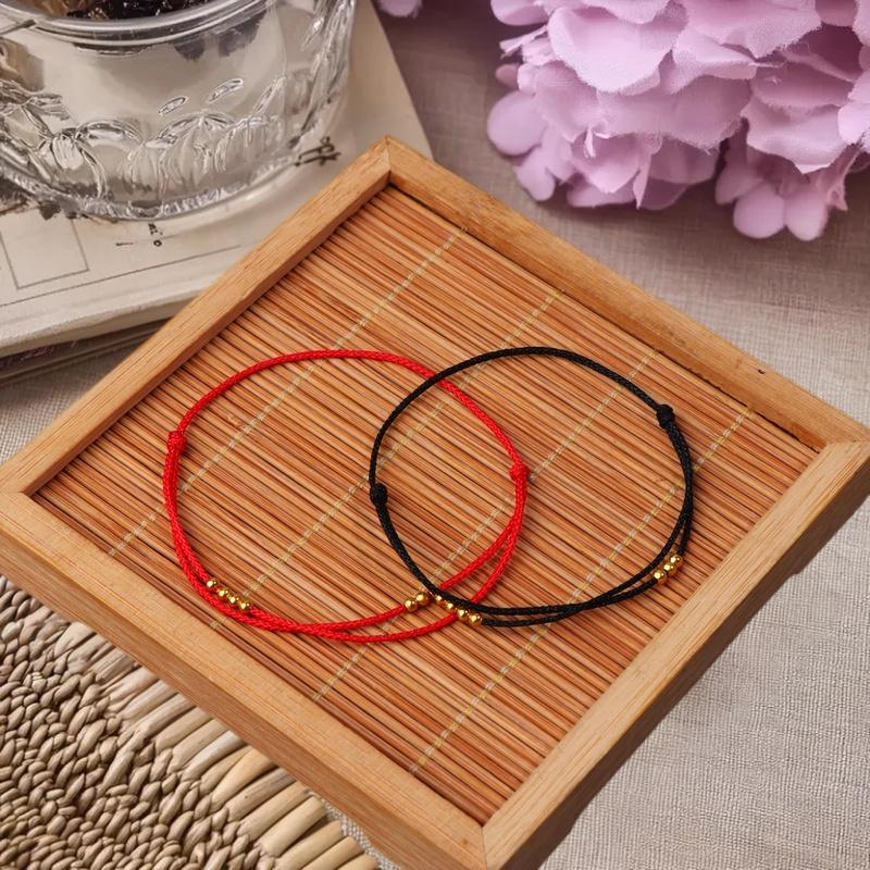 Handgefertigtes Perlenarmband Rotes Seil Verstellbar Transfer Glücksperlen Einfacher Stil Freundschaftsarmband Feiner Schmuck Geschenk