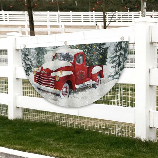 Hanging Flag Fancy Exquisite Patterns Washable Hanging Flag Christmas Fan-shaped Flag Hanging Flag for Festival