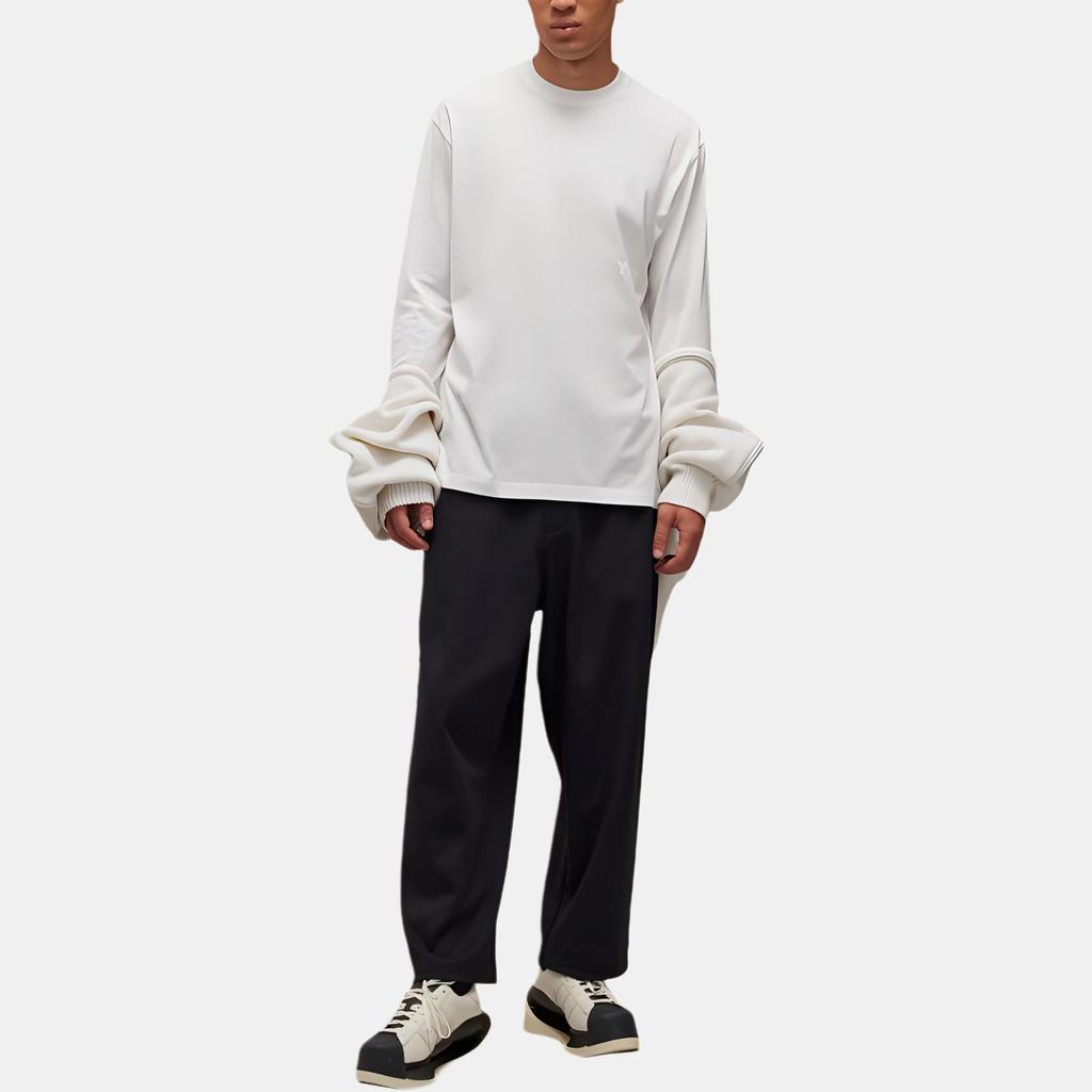 Y-3 Long Sleeve Crew Neck Loose Fit T-Shirt Unisex tops White JD9832
