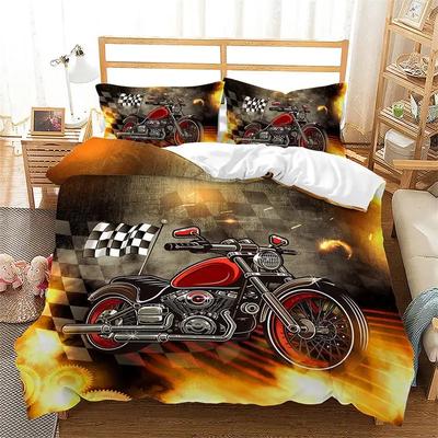 Housse de couette King Moto de course Microfibre Housse couette Sport Extrême Ensemble de literie Locomotive de croisière Motocross Moto tout-terrain