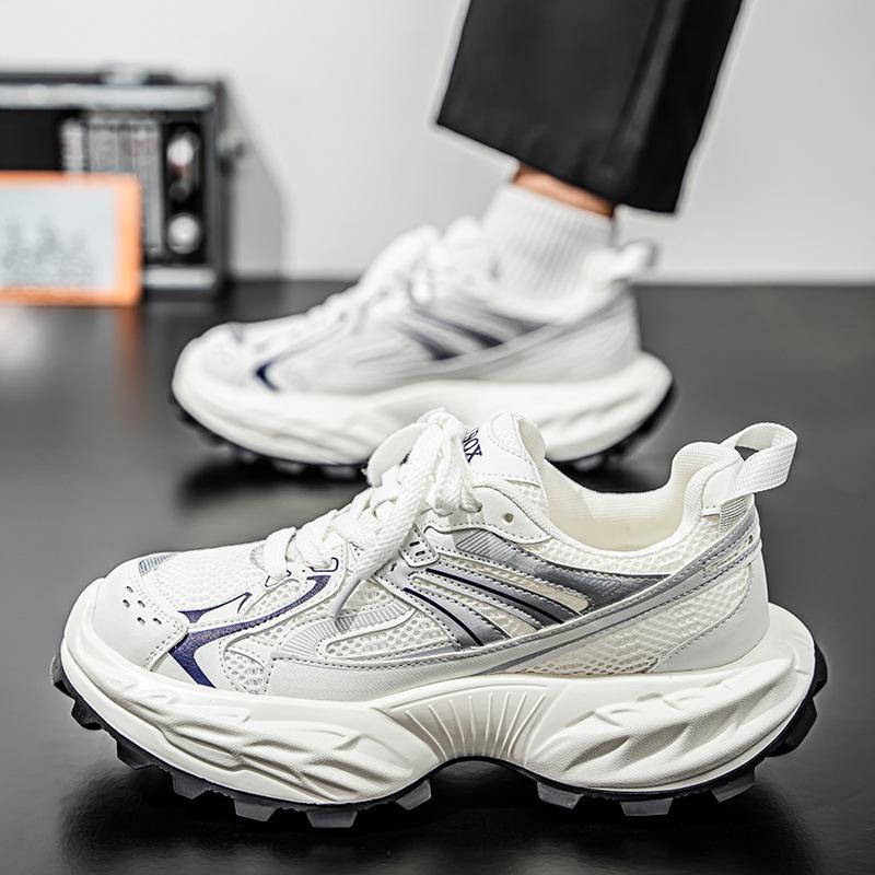 Four Seasons Men's Spring Mesh Breathable Casual Sports Shoes Versatile Student Thick-soled Height-enhancing Daddy Shoes