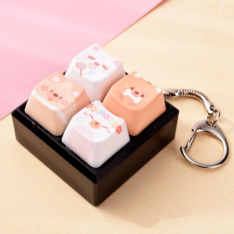 Cute Dog Squeeze Keychain Creative Stress Relief Fidget Pendant Mini Sensory Toy for Handbags Kids Party Gifts