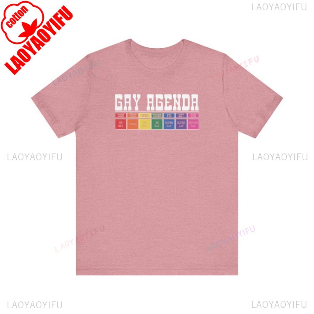 Gay Agenda TShirt Funny LGBTQ Week Planner Shirt Creative Pattern Print Design Unisex Short Sleeve Men Women Crewneck Tee Tops