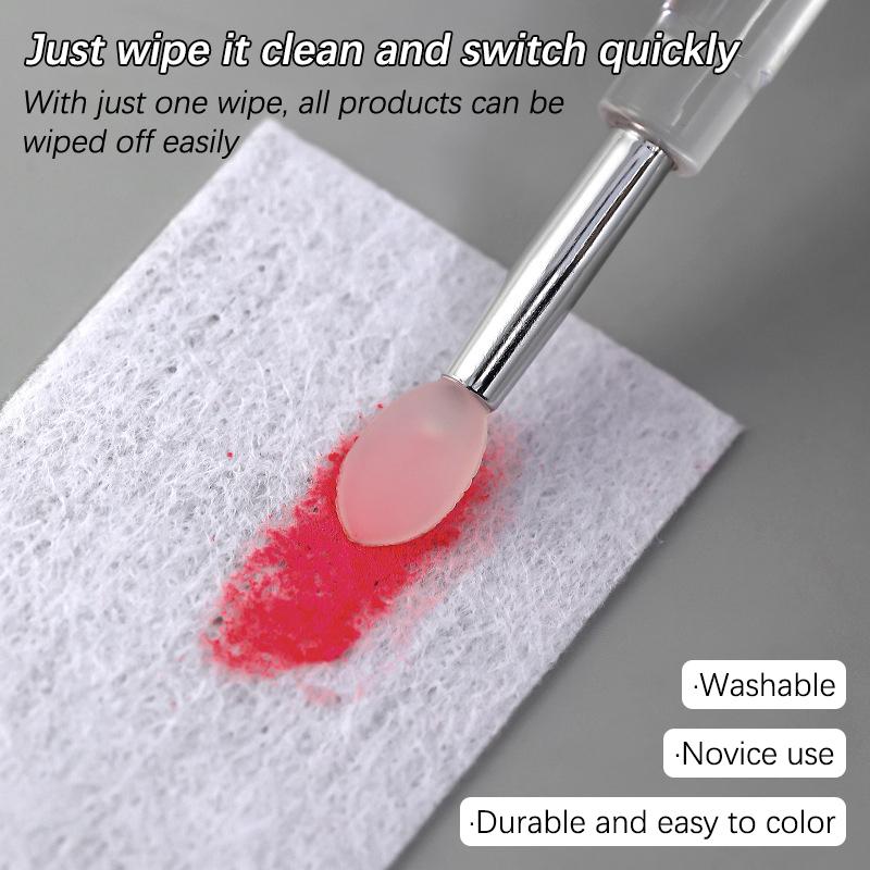 Nail Art Pigment Silicone Applicator Stick Reusable Chrome Glitter Applying Manicure Tool Easy Daub Pigment Nail Brush