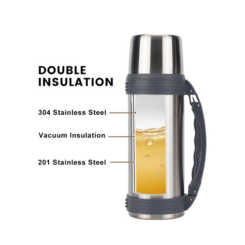 Premium 1.2L Stainless Steel Vacuum Flask, Large-Capacity Insulated Water Bottle with Handle for Travel & Outdoor Adventures