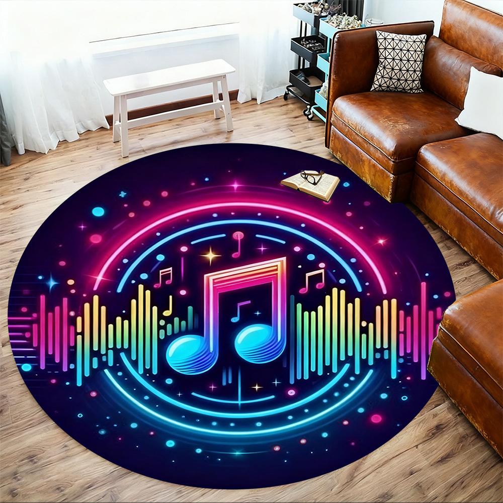 1pc Music Notes Sound Waves Round Chair mat office Area Rug - Non-Slip, Floor Mat for Office, Bedroom, Ideal home decor gift p0105023