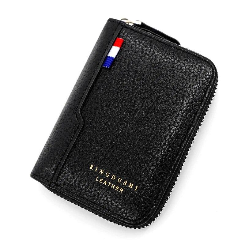 Деловой простой комбинированный кожаный матовый мужской короткий многофункциональный — фото 12