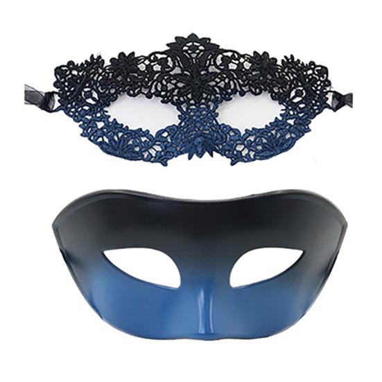 Couple Masquerade Masque Set Mardi Gras Party Ball Half-Face Masque Venetian Party Halloween Accessory for Men Women