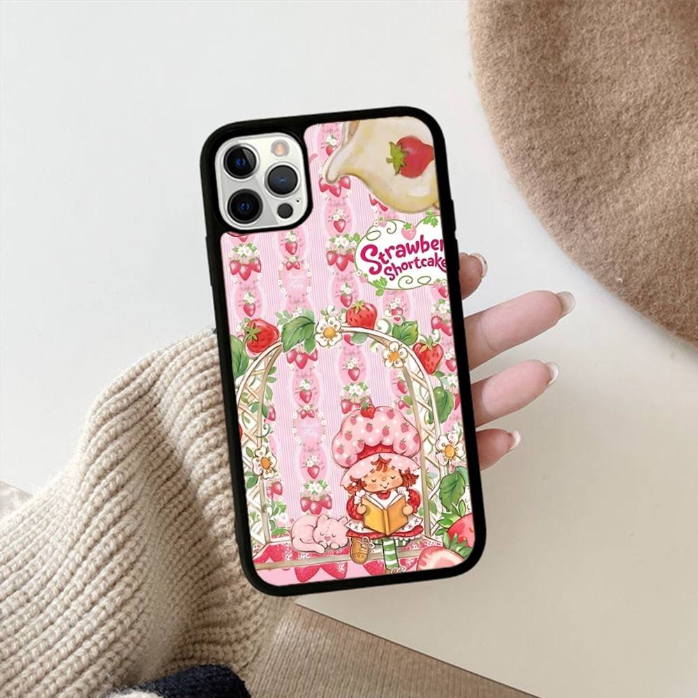 S-Strawberry Cartoon S-Shortcake Girl For IPhone 17 16 15 14 13 12 11 Pro Max Plus Mini PC+TPU Back Phone Cover