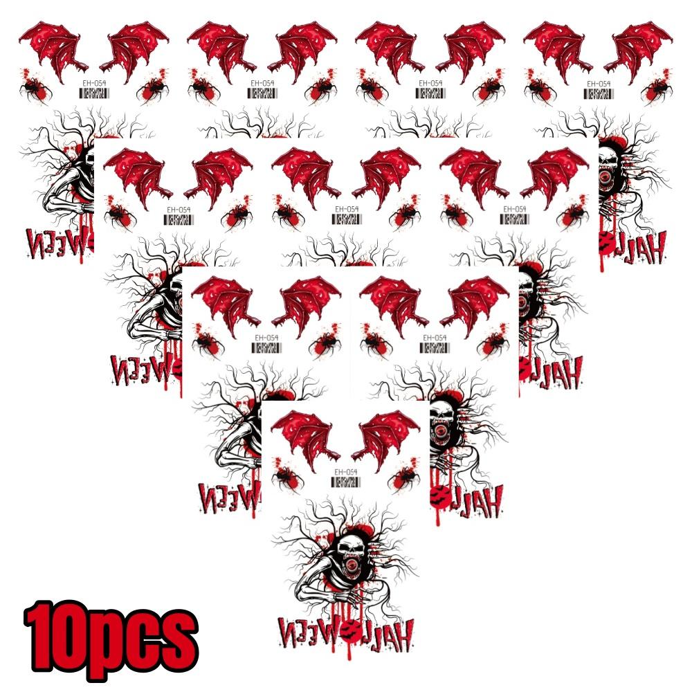 20pcs Realistic Halloween Fake Temporary Tattoos Sticker Wound Stitches Waterproof Stickers Scary Ghosts Prank Body Makeup Decor