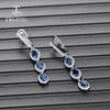 Long Earrings Natural London Blue Topaz Oval 5*7mm Long Style 925 Silver Earrings Simple Luxury Design for Solemn Lady Nice Jewelry Gift
