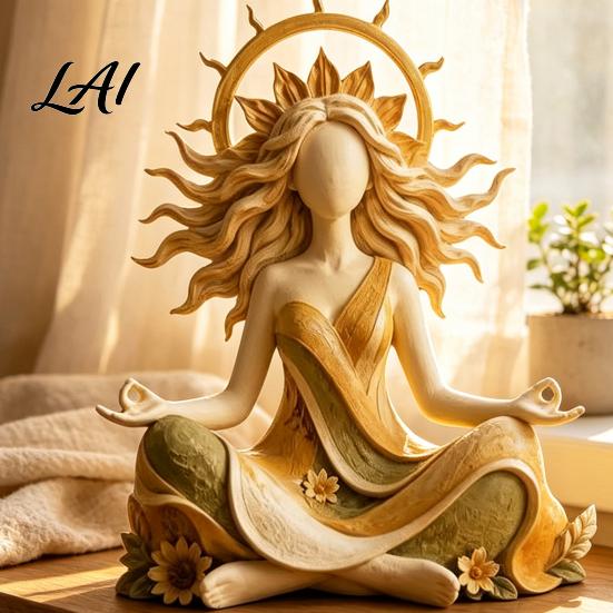 Rustic Interior Decorations Meditating Sun Goddess Resin Statue Yoga Spiritual Figurine Boho Zen Home Office Decor Style Desktop Ornament