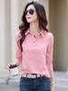 2025 Autumn Women's Long Sleeve Solid Color Lapel Polo Shirt