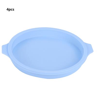 8 Inch Silicone Round Shape Cake Mold Baking Tray Plate Accessories for Colorful Cake4Pcs Blue