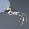 Women Hair Clip Butterflies Shape Long Tassel Hollow Out Rhinestone Faux Pearl Hair Decoration Photograph Prop Anti-slip Bride Lady