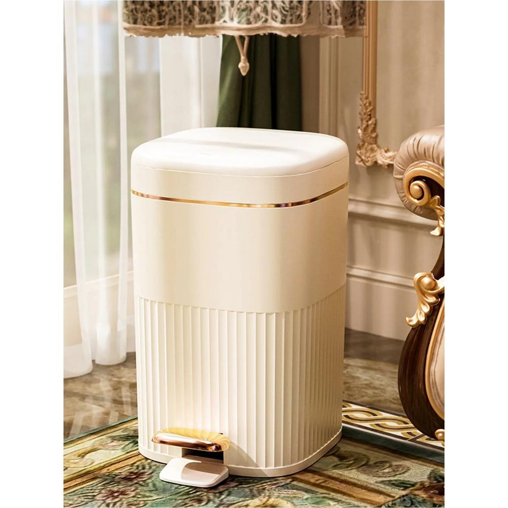 1pc Modern & Luxury Large Capacity Pedal Garbage Bin With Lid For Home, Bathroom, Living Room And Bedroom Use