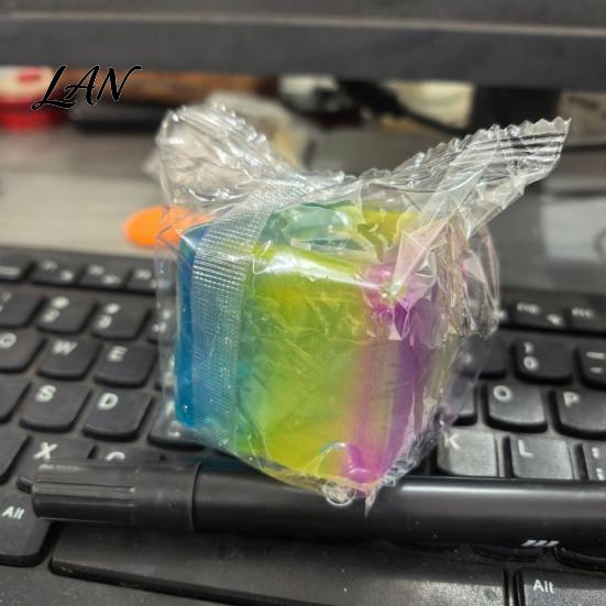 Elastic Jelly Toy Rainbow Ice Cube Squeeze Stress Ball, Transparent Fidget Relief for Anxiety Relief, Soft TPR Decompression Kids Adults Gradient