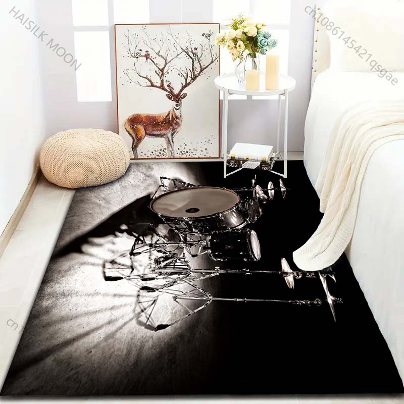 Drums In The Spotlight Print Carpet for Living Room Bedroom Bedside Sofa Table Floor Mat Home Area Rug Decor for Gifts