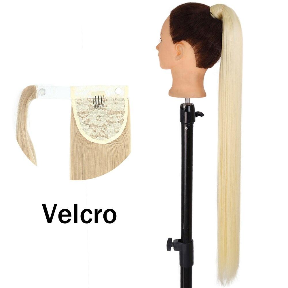 XINRAN Peluca de Cola de Caballo Recta Super Larga para Mujer Colorida Lazo Velcro Extensiones de Cabello Sintético Resistente al Calor Cola de Caballo