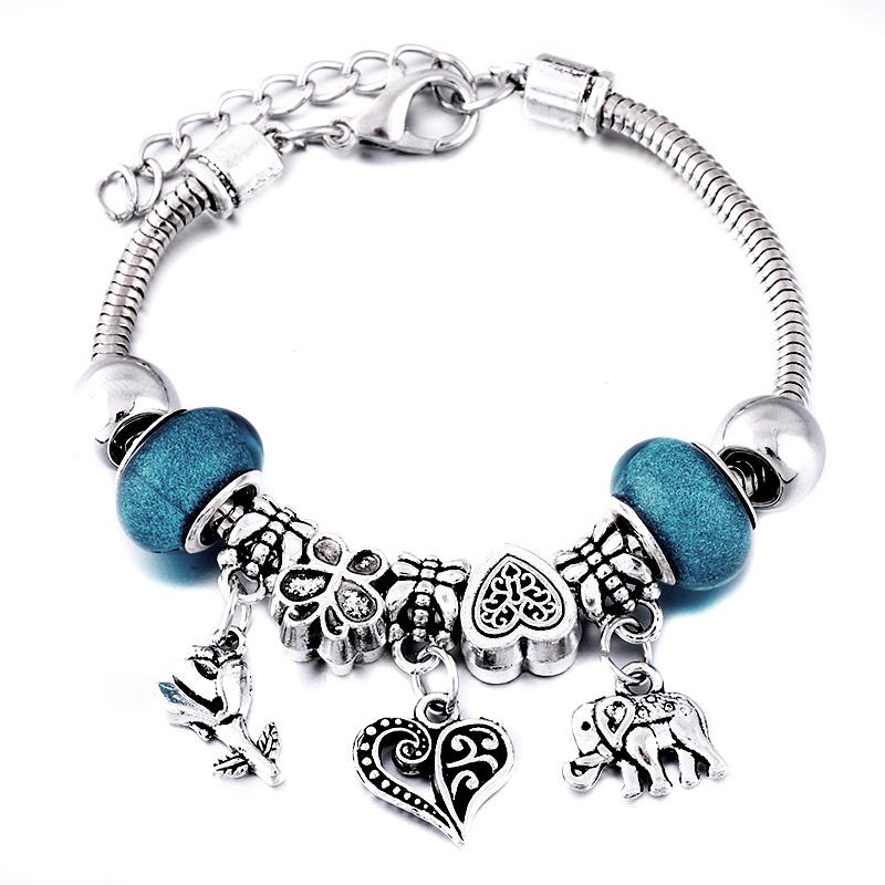 Fashion Glamour Bangle Jewelry 6 Colors Metal Lobster Buckle Snake Chain Beaded Bangles For Women Summer Bracelet Romantic Gift