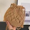 New Summer Fashion Handmade Hollow Out Bucket Bags for Women Shoulder Crossbody Bag Female Handbag Casual Travel Beach Handbags