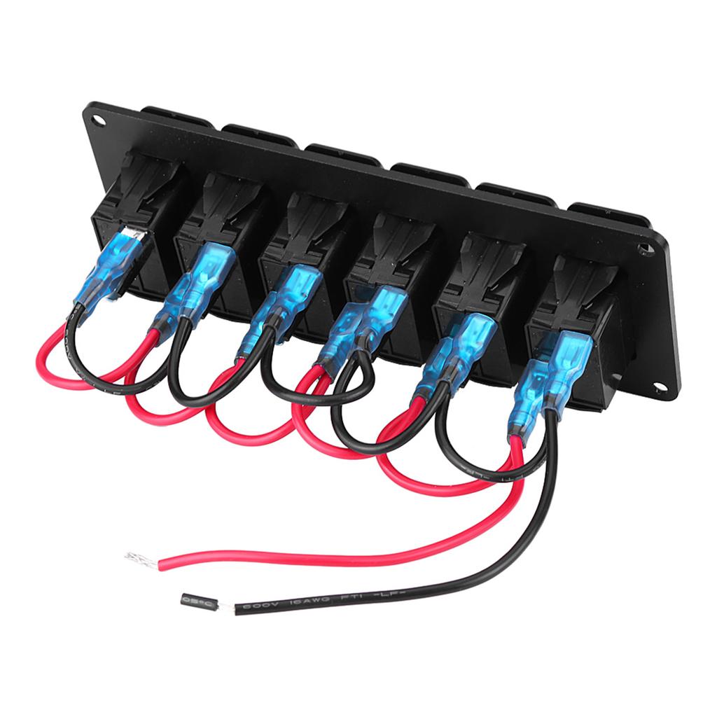 12 24V 6 Gang Rocker Switch Panel for Car RV Boat Yacht Marine Blue LED