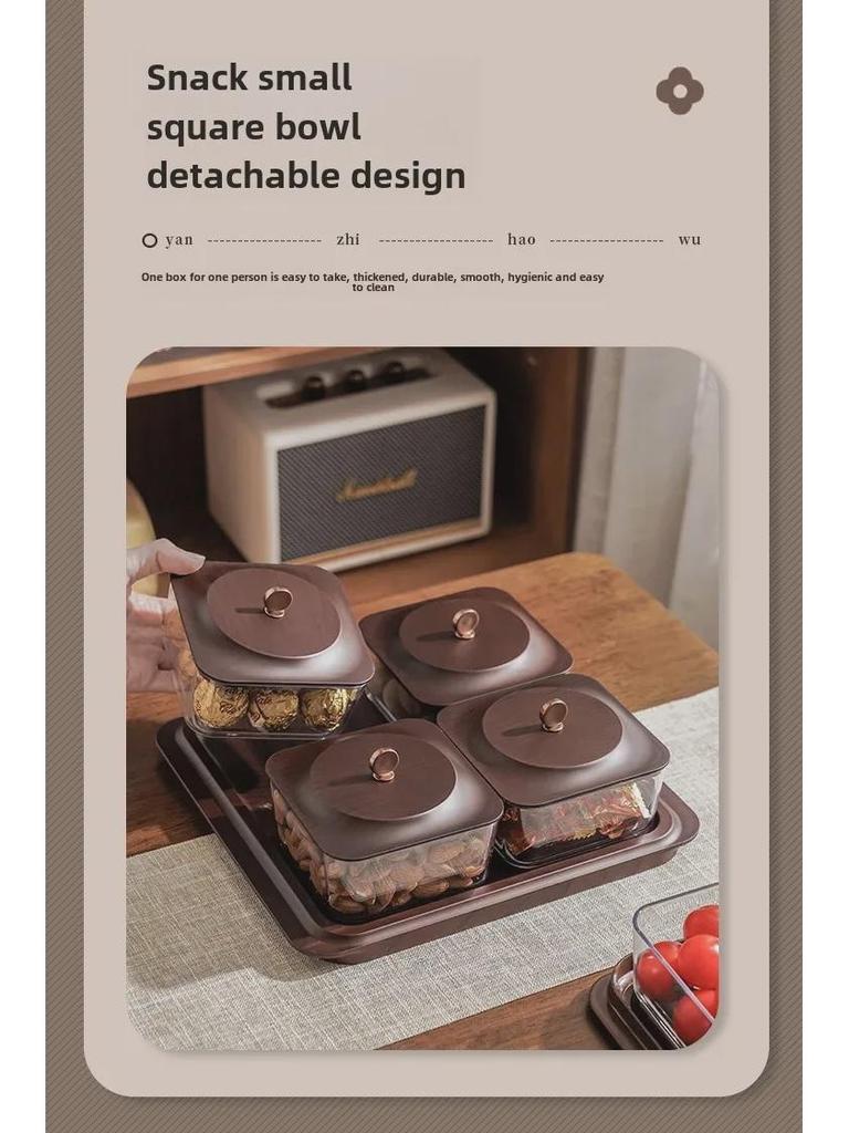 Bandeja para Lanches e Doces Estilo Retrô Imitação Madeira para Mesa de Centro de Sala de Estar