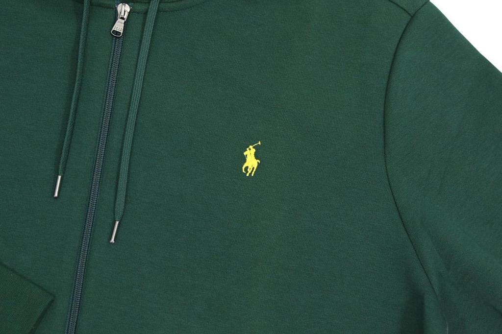Polo Ralph Lauren Jersey Hoodie with Embroidered Pony Size Green Men's Full-Zip Logo, Small, (Product Code 01020066)