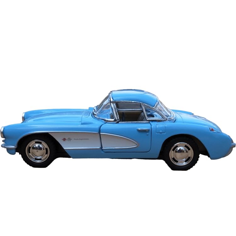 Scale 1957 Chevrolet Corvette Diecast Model Light KINSMAT 1/34 Car, Blue,