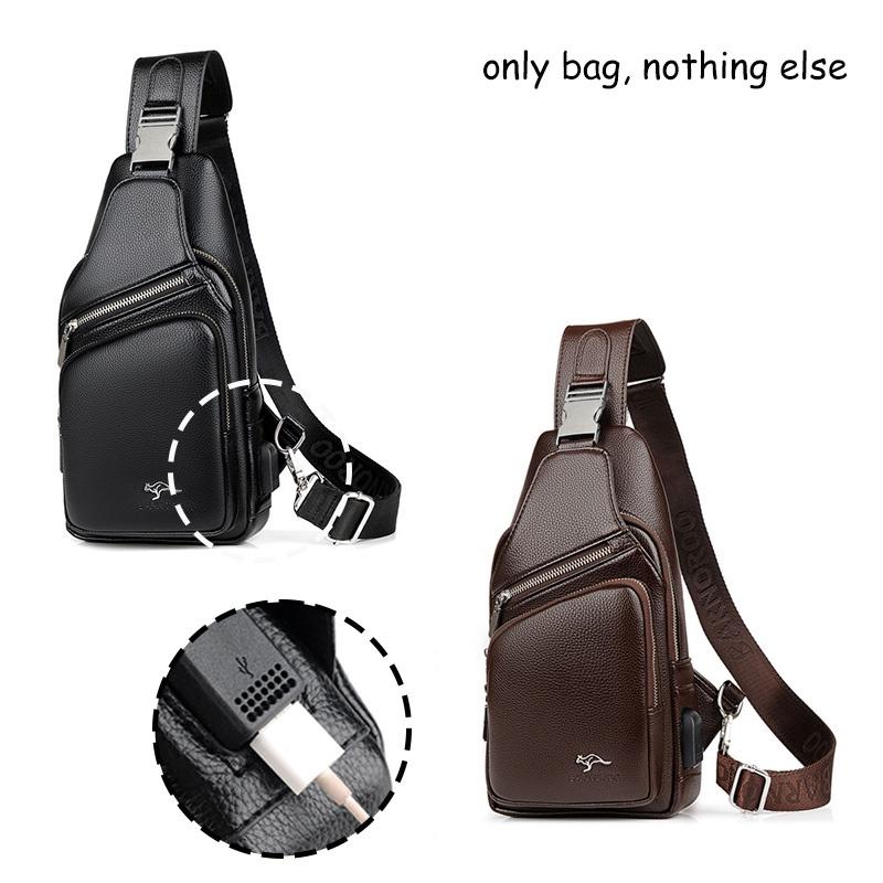 Barnoroo New Men's Casual Chest Bag Fashionable Crossbody Bag With Usb Port Trendy Men's Bag