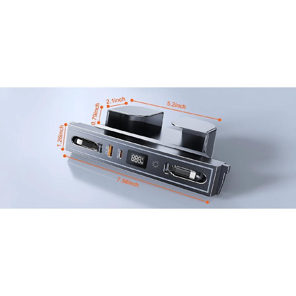 Früher USB-Hub für Tesla Model 3 Y Highland Schnellladegerät Einziehbare Dockingstation mit RGB-Beleuchtung Schnelllade-Datenkabel