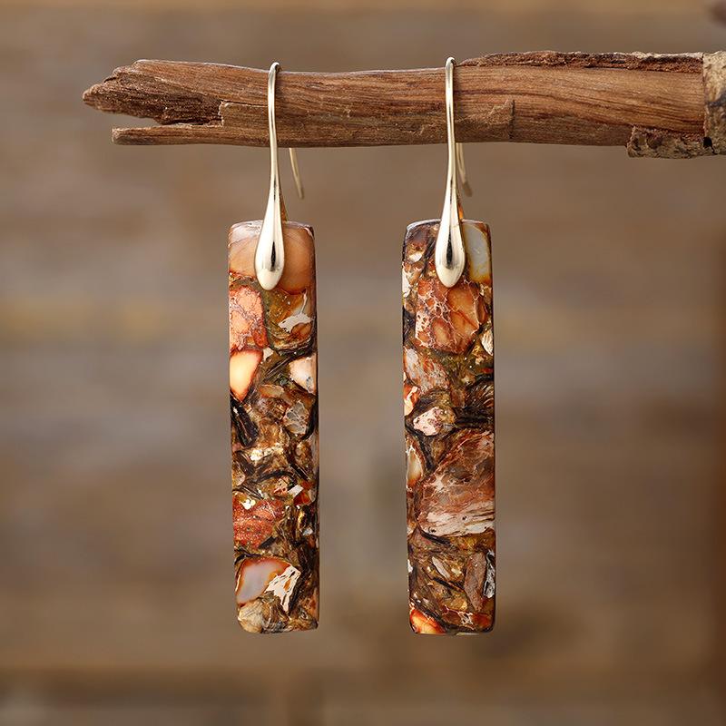 Luxury New High Quality Bohemian Natural Stone Geometric Earrings Earrings Light Luxury Xiyin, Popular Jewelry