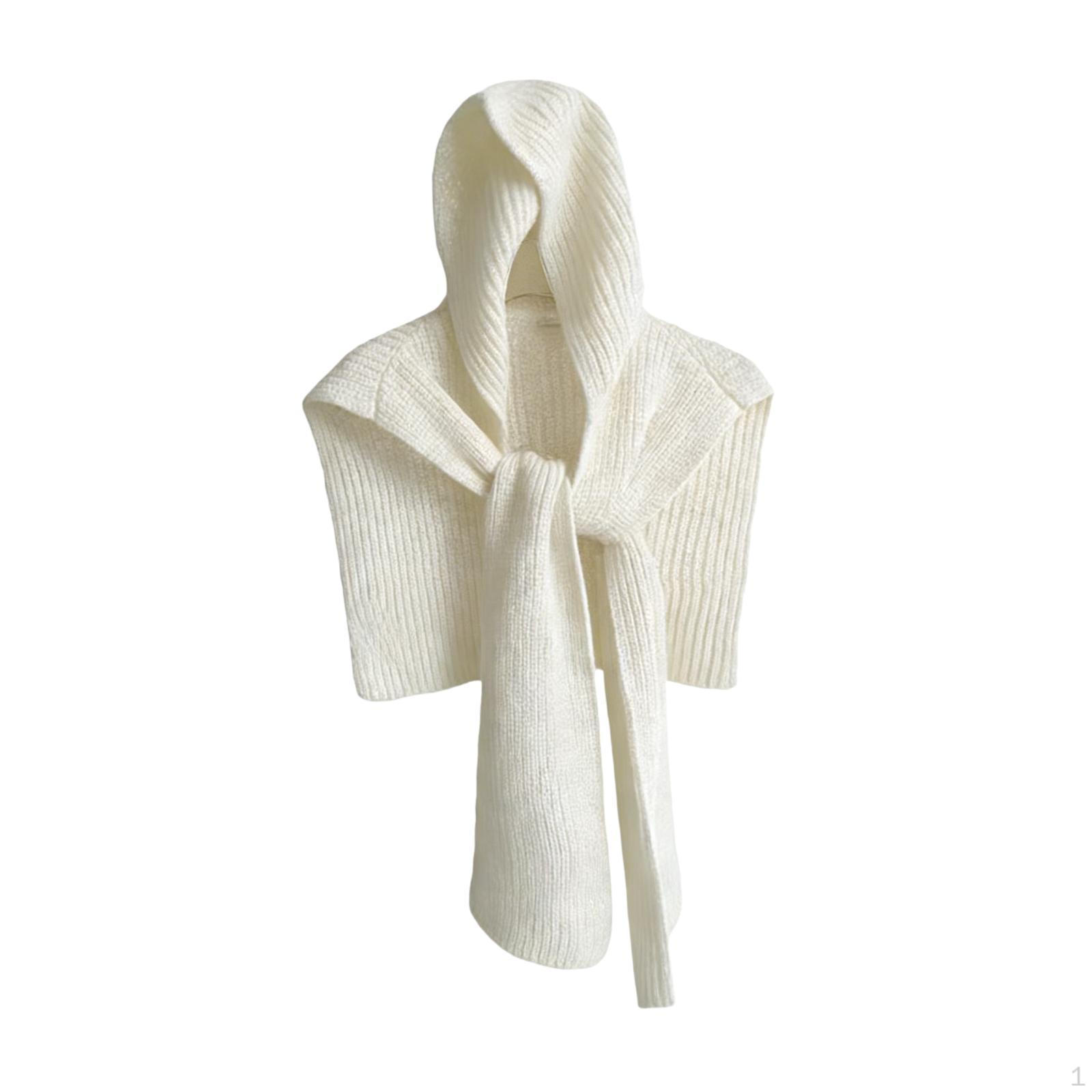 

Balaclava Hat Scarf with Hood Women s Functional Polyester Knit Soft Windproof Suitable for бежевий