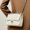 New leather small square bag camellia pattern first layer sheepskin texture chain crossbody women's bag