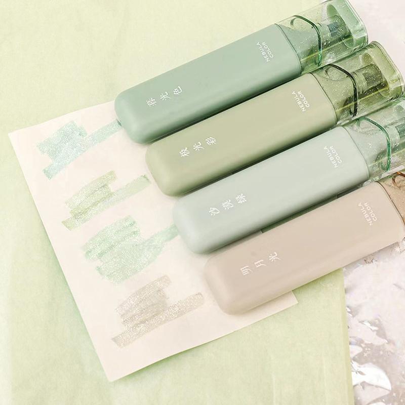 4 Pcs/Set Pastel Clear Color Oblique Head Highlighter Pen Cute Rose And Moon Art Drawing Pen For Students Supplies Stationery