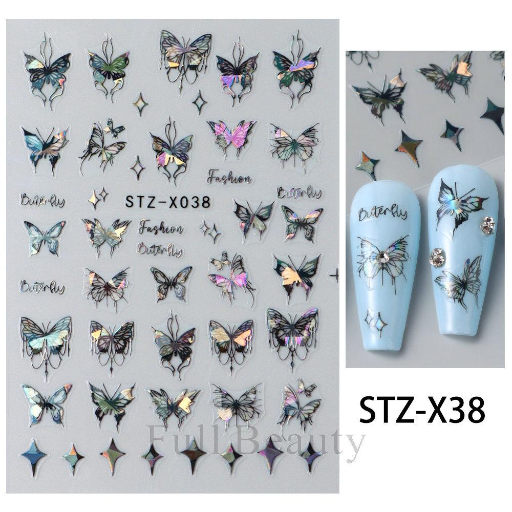 Nail Art Stickers New Chinese Style Butterfly Cat Eye Butterfly Beads Adhesive Nail Stickers