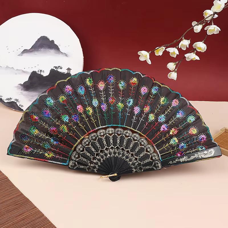 1PC Vibrant Colors Dance Performances Peacock Elegant Temperament Folding Durable Exquisite Gifts Decorated Dance Prop