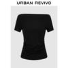 UR Women's Off-Shoulder Pleated Slim Fit T-Shirt